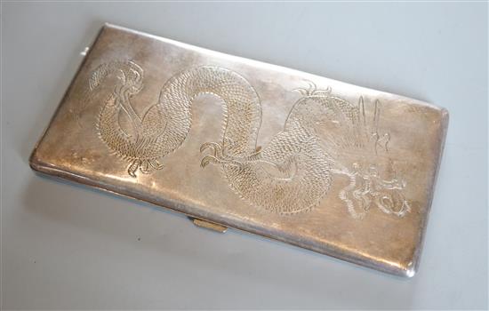 A Chinese plated dragon cigarette case